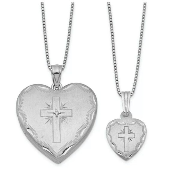Real Silver & Diamond Locket Necklace Gift Set